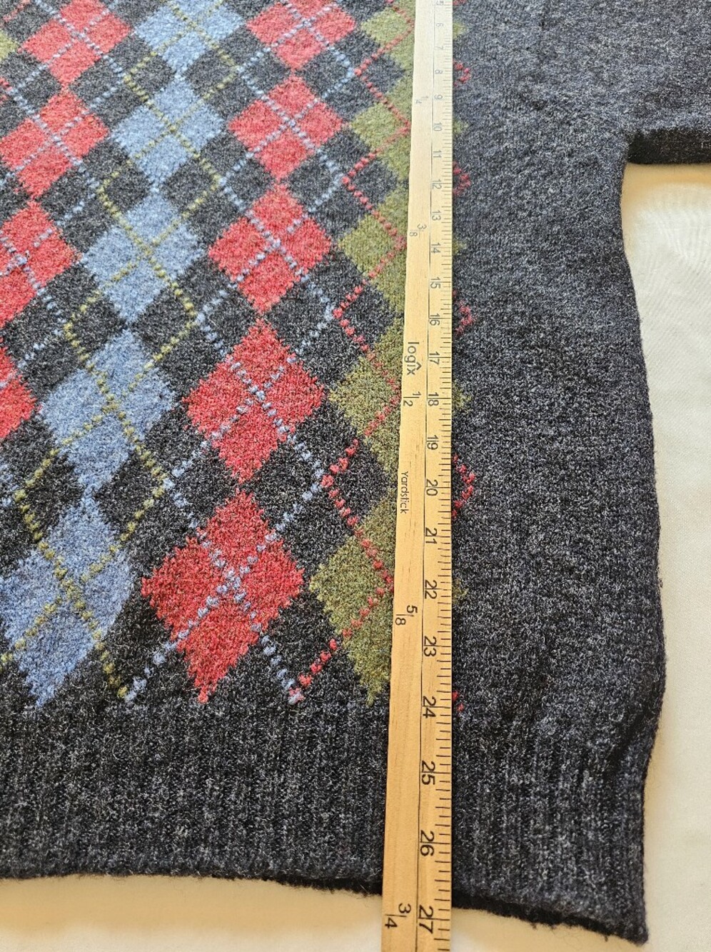 Vintage 90s Lands End 100% Shetland Wool Argyle Sweater Mens L Made in Scotland - Picture 10 of 10